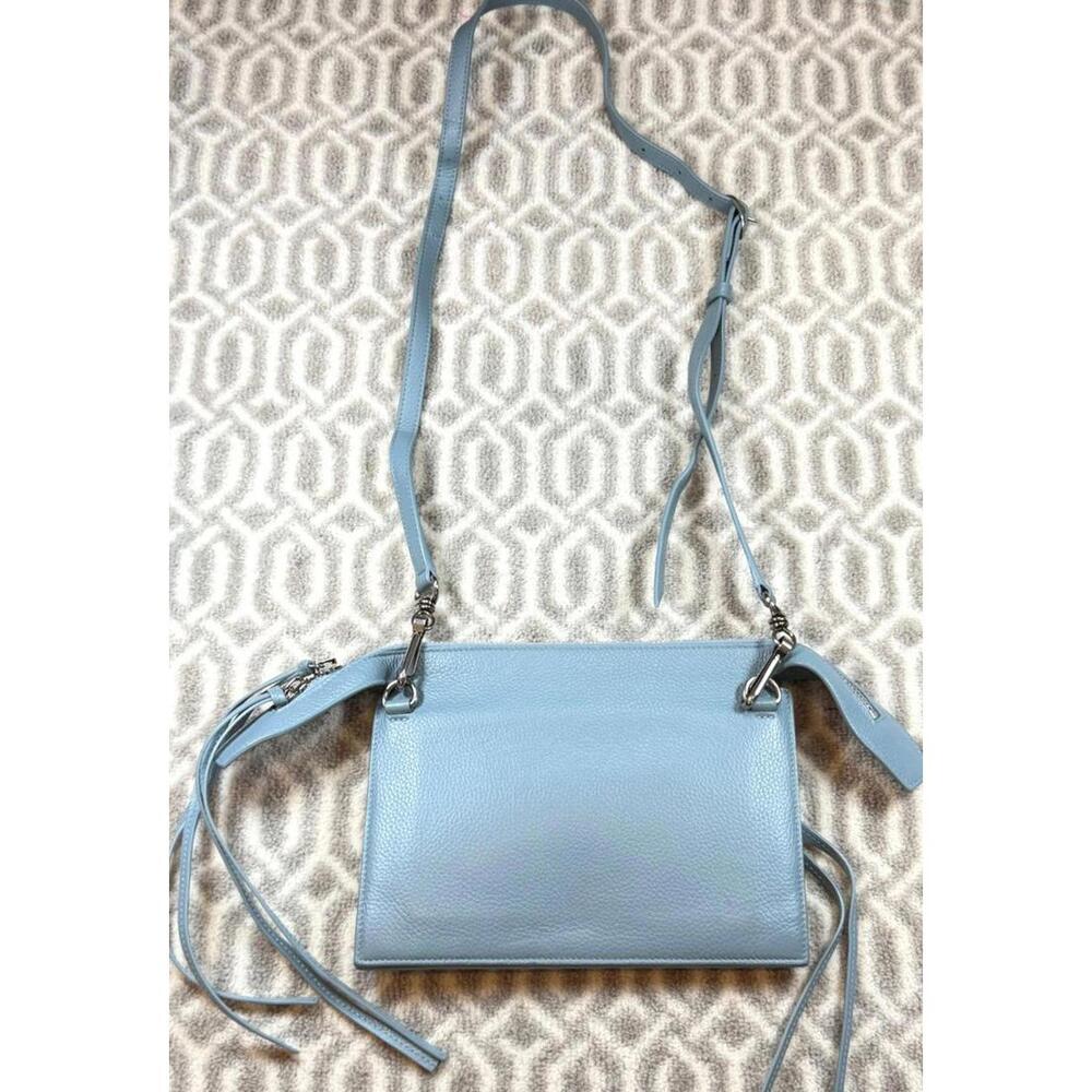 BALENCIAGA Blue Grey Pebbled Leather Neo Classic City Crossbody Clutch Bag - Picture 9 of 13